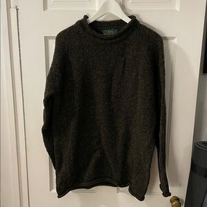 Dark Olive Rollneck Knit Sweater, 100% Wool, Size XL